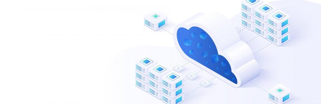 Blaue Cloudwolke mit Server-Symbolden